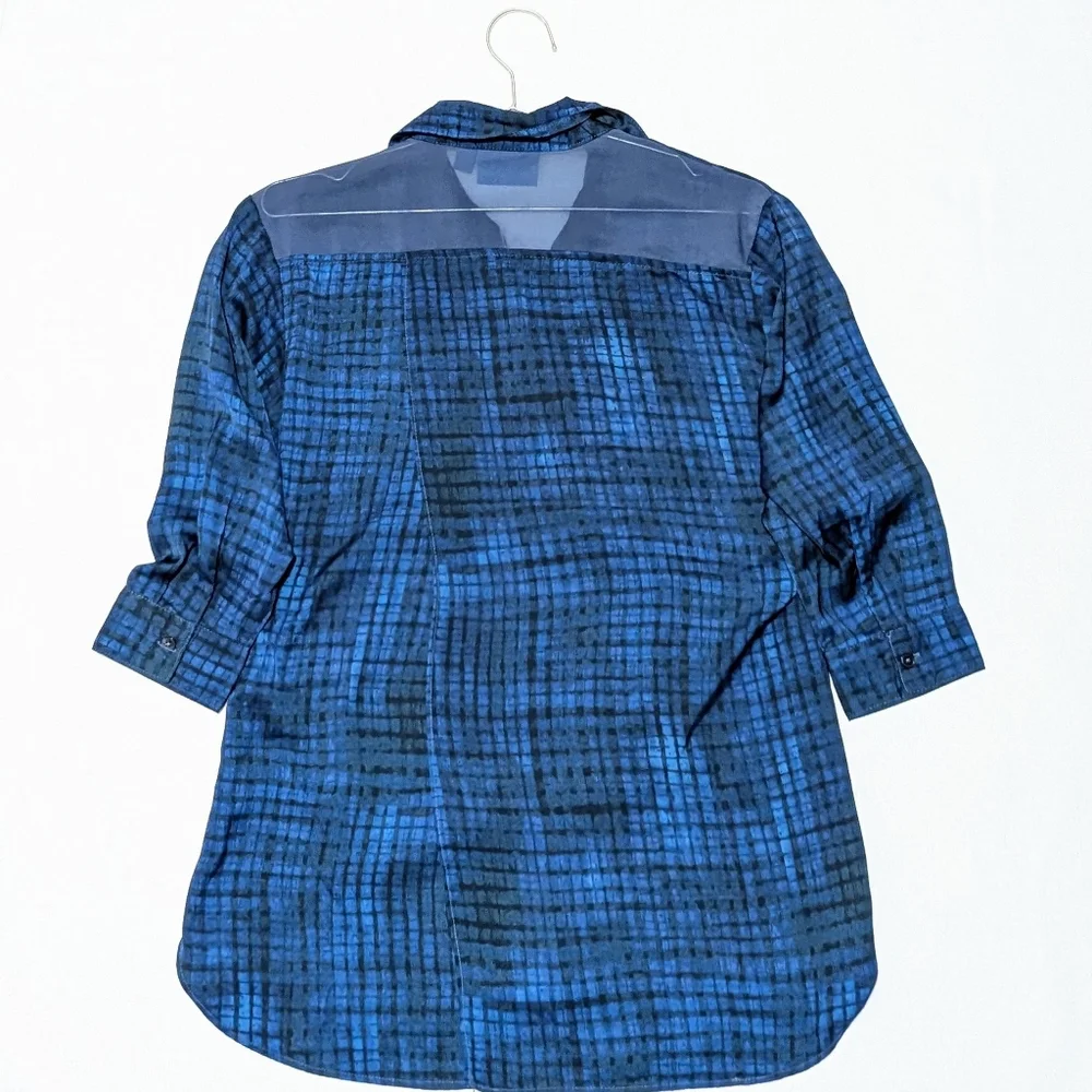 Simply Vera Vera Wang | Tunic | Plaid | Watercolor | Abstract | V Neck | Buttons - Picture 4 of 7